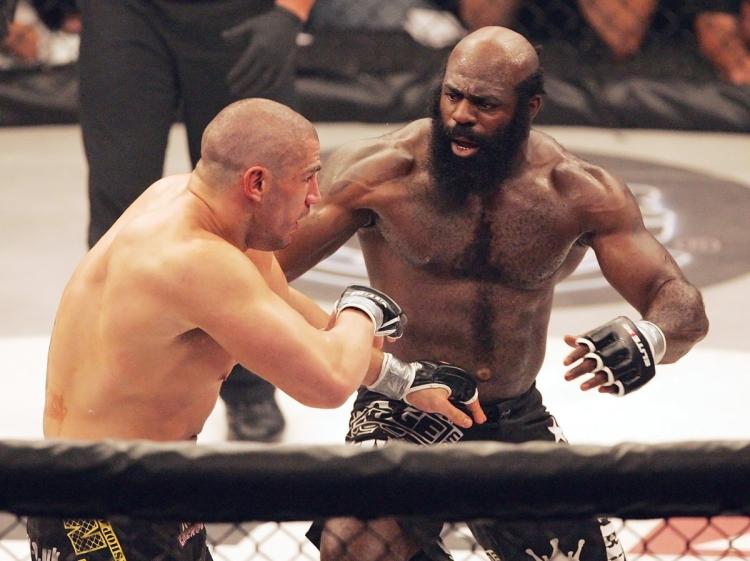 MMA fighter Kimbo Slice has reportedly been hospitalized in Florida. Above Slice battles James Thomson in 2008