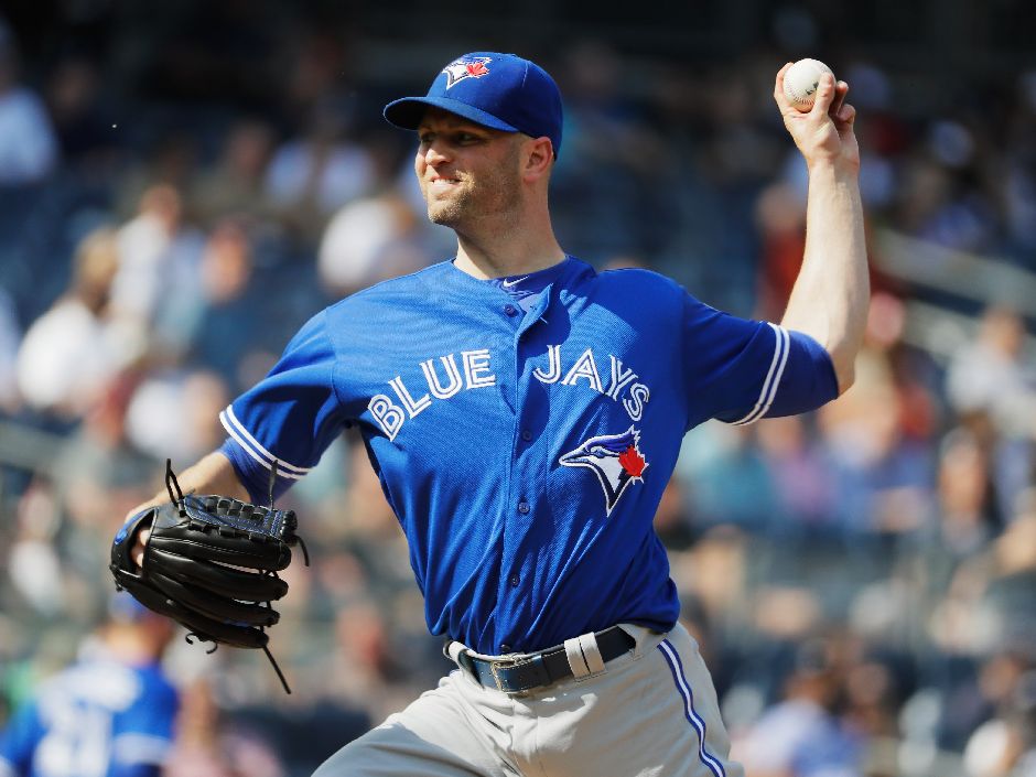 Blue Jays stater J.A. Happ allowed one run and three hits in seven innings on Thursday afternoon at Yankee Stadium