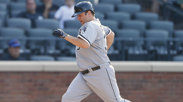 Matt Albers runs the bases after his unlikely hit against the Mets