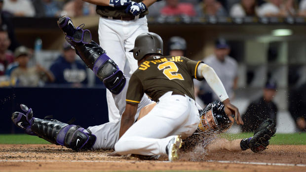 Melvin Upton Jr. pulled off a straight steal of home Friday night.                     USATSI