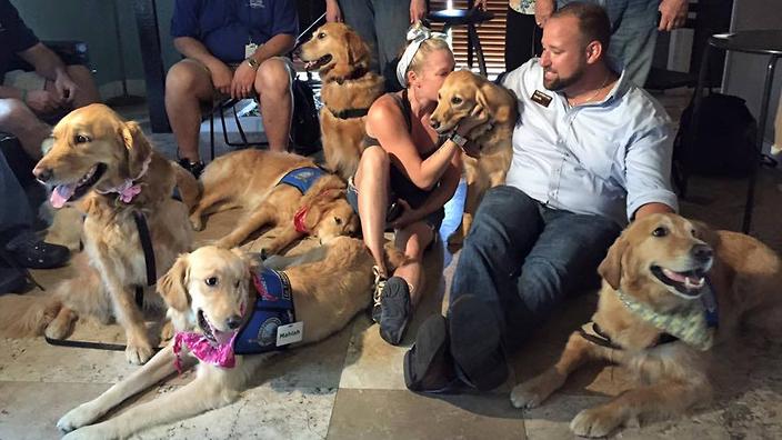 Members of the Lutheran Church Charities K-9 Comfort Dogs in Orlando Florida