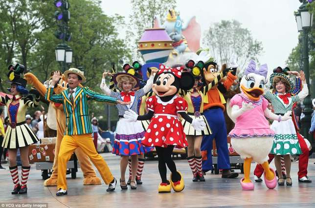 Mickey Mouse and other Disney characters at the Shanghai Disneyland opening