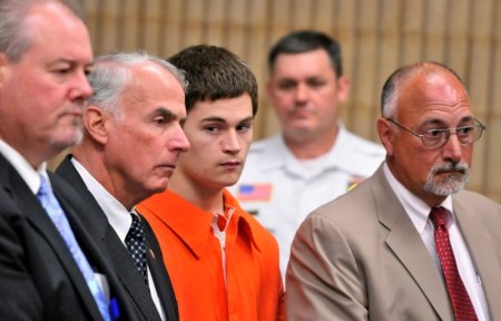 Attorney Edward Gavin Christopher Plaskon's uncle and guardian Paul Healy Plaskon and attorney Richard Meehan Jr. attend a probable cause hearing in the stabbing death of Maren Sanchez at Connecticut Superior Court in Milford Connecticut June 4