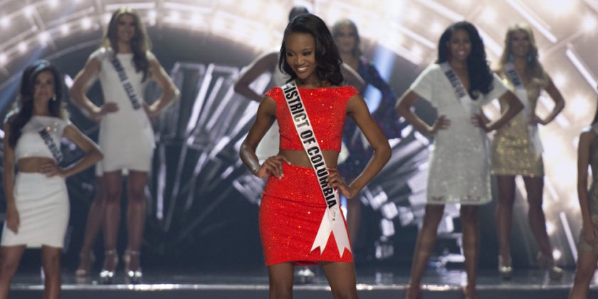 Miss District of Columbia Deshauna Barber smiles during the 2016 Miss USA pageant in Las Vegas Sunday