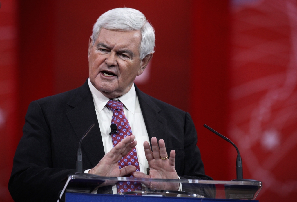 NATIONAL HARBOR MD- FEBRUARY 27 Former U.S. Speaker of the House Newt Gingrich addresses the 42nd annual CPAC convention