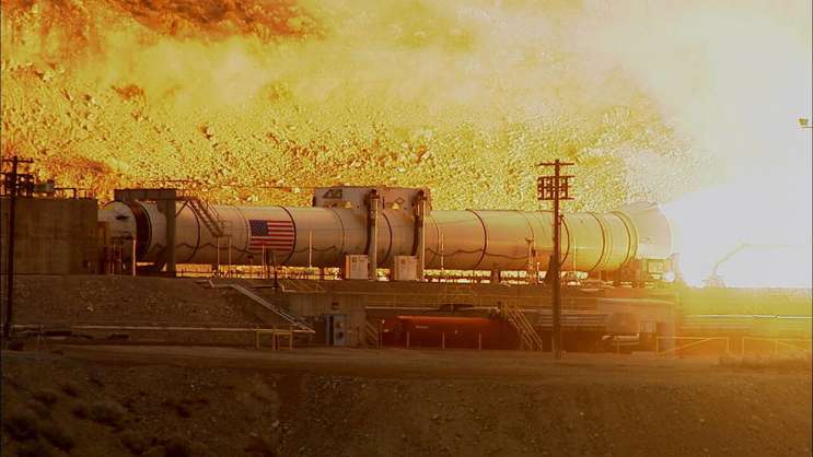 The first full scale booster test at Orbital ATK Propulsion Systems’ test facilities in Promontory Utah in March 2015