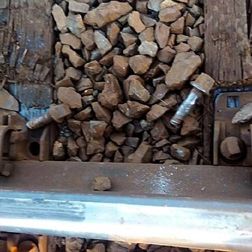 Oregon Department of Transportation shows south train rail tie plates and lag bolts at the site of a fiery