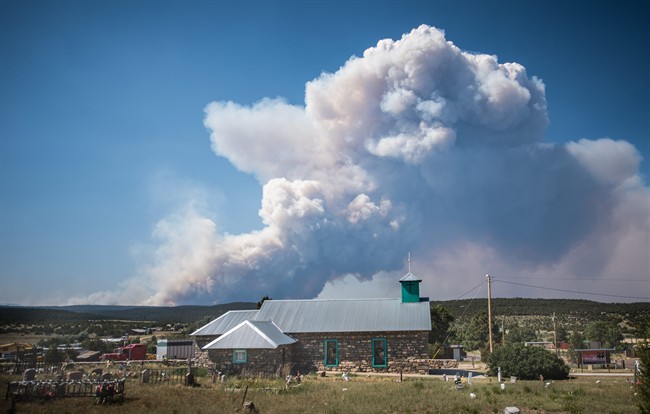 Tajique N.M. Authorities don't have a containment estimate yet for a wildfire burning in the Manzano Mountains southeast of Albuq