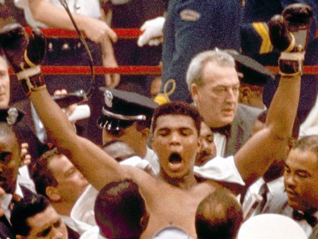 LEGENDARY Muhammad Ali or Cassius Clay at the time strikes a familiar pose as he shouts “I am the greatest,” following his defeat of former heavyweight boxing champion Sonny Liston in Miami Beach