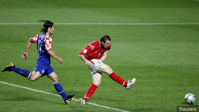 Wayne Rooney scores for England against Croatia at Euro 2004