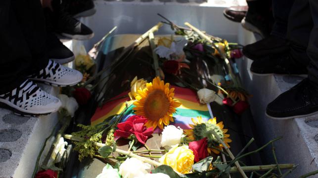 Family and friends attend the funeral of Angel Candelario one of the victims of the shooting at the Pulse night club in Orlando at his hometown of Guanica