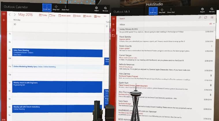 Outlook app on Holo Lens projects mails in the form of light on user's retina