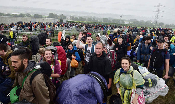 Queues of people