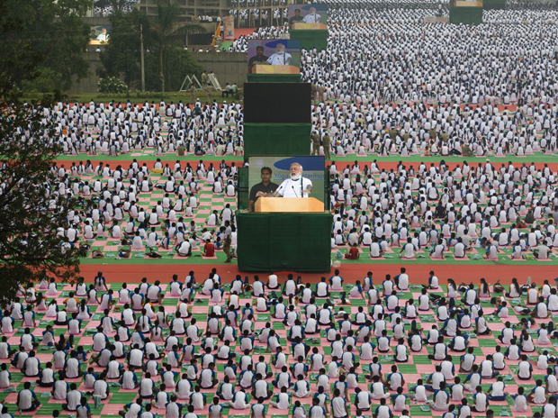 International Yoga Day Narendra Modi Ramdev Vasundhara Raje