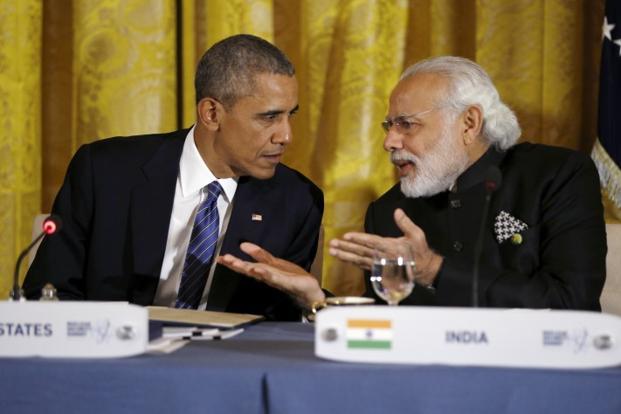 Barack Obama and Prime Minister Narendra Modi during a working dinner at the White House with heads of delegations attending the Nuclear Security Summit in Washington on 31 March 2016