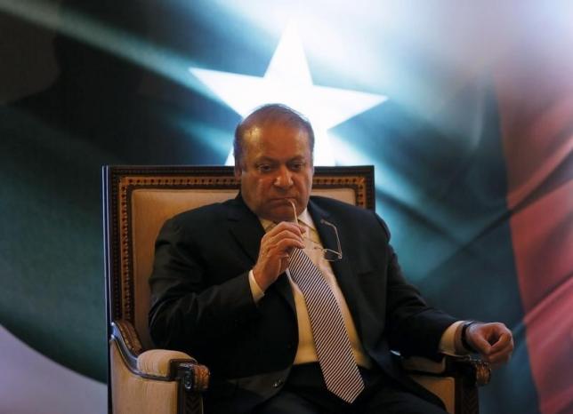 Pakistani Prime Minister Nawaz Sharif looks on during a lecture on Sri Lanka Pakistan Relations in Colombo Sri Lanka