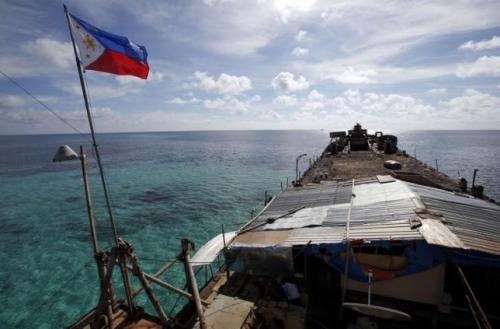 Philippine flag on BRP Sierra Madre. REUTERS FILE