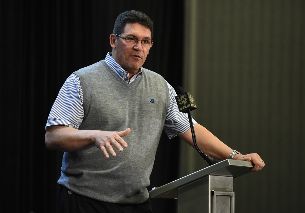 02 February 2016 Carolina Panthers head coach Ron Rivera during the Carolina Panthers press conference for Super Bowl 50 at the San Jose Convention Center in San Jose CA