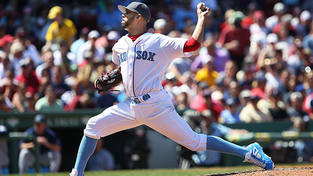 David Price of the Boston Red Sox delivers in the fourth inning during the game against the Seattle Mariners at Fenway Park