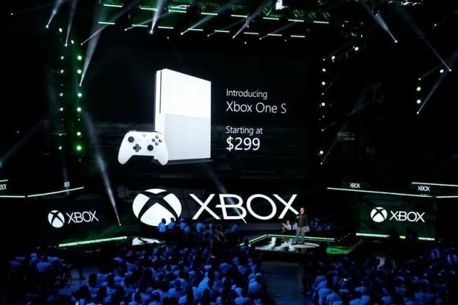 Microsoft Xbox head Phil Spencer announces the'Xbox One S game console during the Xbox E3 2016 media briefing in LA