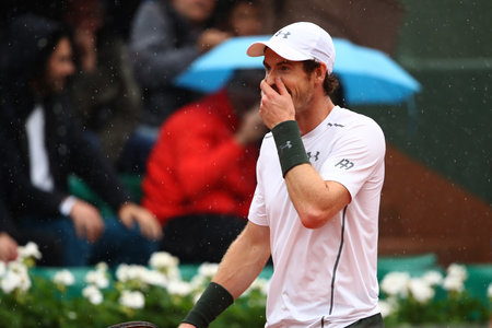 Evening Times PARIS FRANCE- MAY 29 Andy Murray of Great Britain celebrates during the Men's Singles fourth round match against John Isner of the United States on day eight of the 2016 French Open at Roland Garros