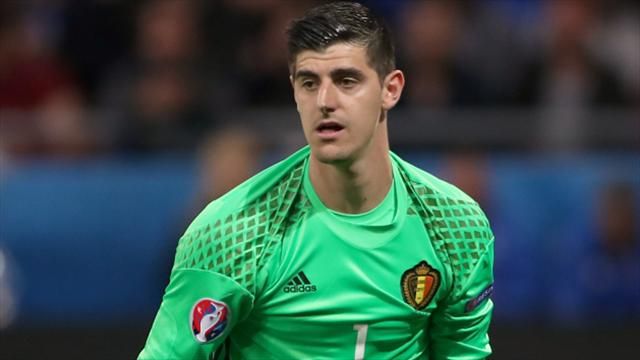 Goalkeeper Thibaut Courtois plays down row with Belgium coach Marc Wilmots