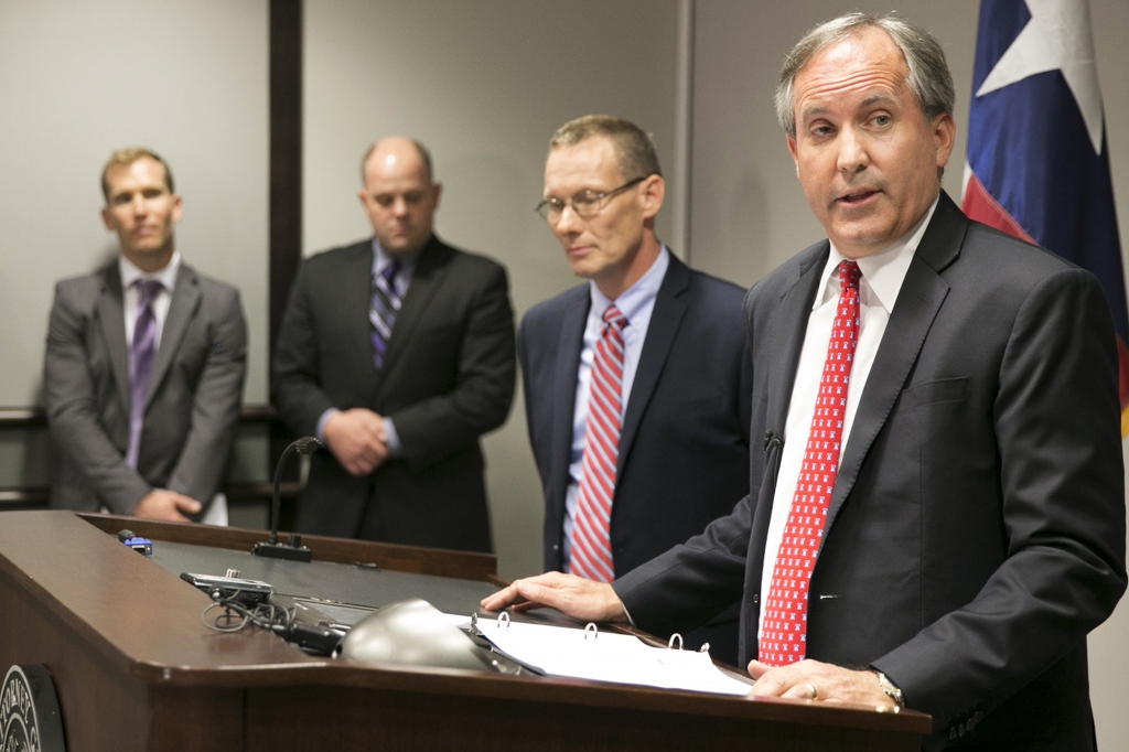 Republican Texas Attorney General Ken Paxton announces Texas