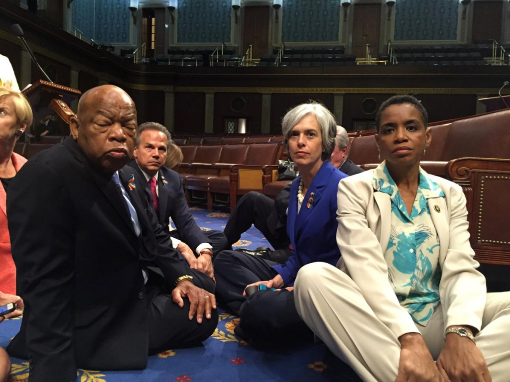 ReutersCivil rights activist John Lewis led democrats in a sit-in over gun-control