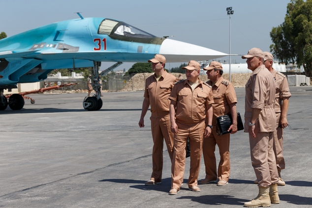 16 2016 and released by the Russian Defense Ministry shows Russian Sukhoi Su-25 ground attack aircraft taking off from Hmeimim military base in Latakia province. AFP