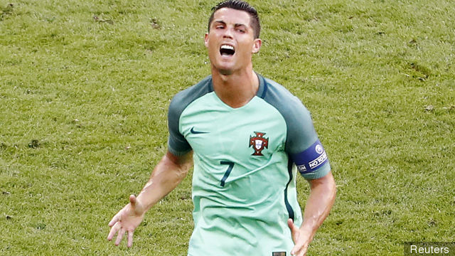 Portugal's Cristiano Ronaldo reacts