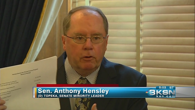 Sen. Anthony Hensley Kansas Senate Minority Leader outlines the Democratic plan to fund schools