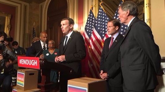 Sen. Chris Murphy D-Conn. spoke to reporters at the Capitol