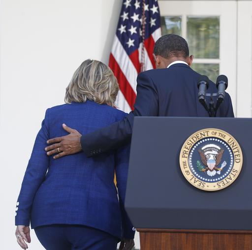 2010 President Barack Obama walks with then Secretary of State Hillary Rodham Clinton after he made a statement in the Rose Garden of the White House in Washington