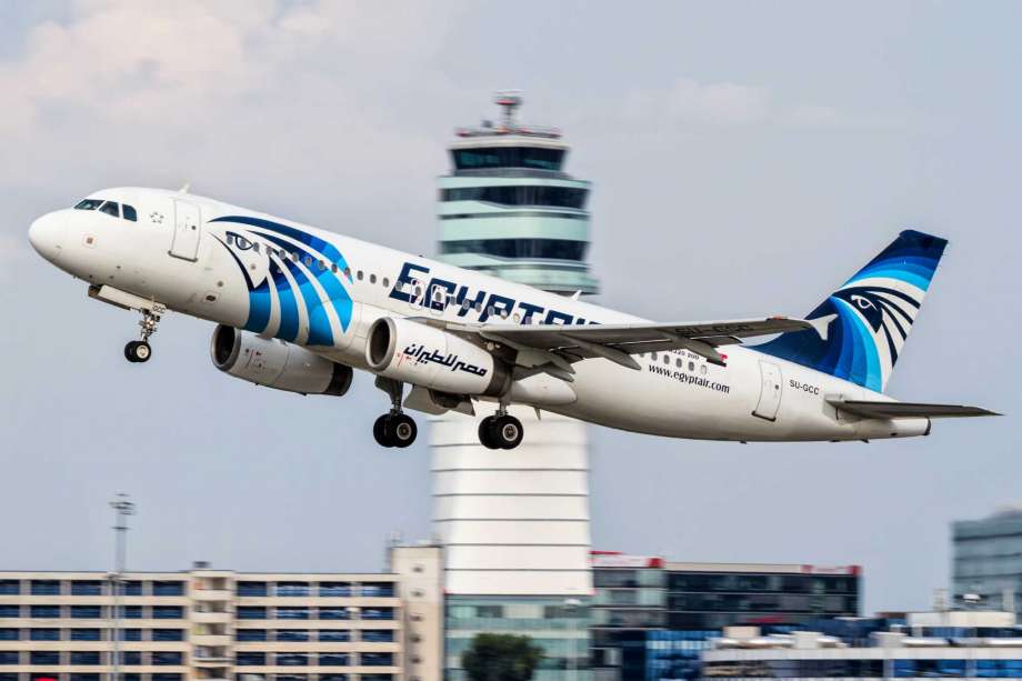 Air Airbus A320 with the registration SU-GCC taking off from Vienna International Airport Austria. Egypt's Civil Aviation Ministry said Wednesday