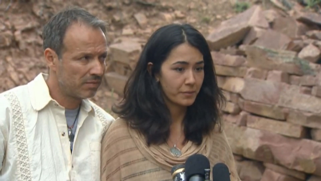 Sitora Yusufiy spoke to the media outside of a home in Boulder Sunday afternoon