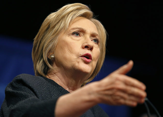 Democratic presidential candidate Hillary Clinton speaks at a United Food and Commercial Workers International union Legislative and Political Affairs conference Thursday