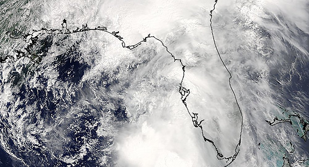 Tropical Storm Colin is seen over the Gulf of Mexico