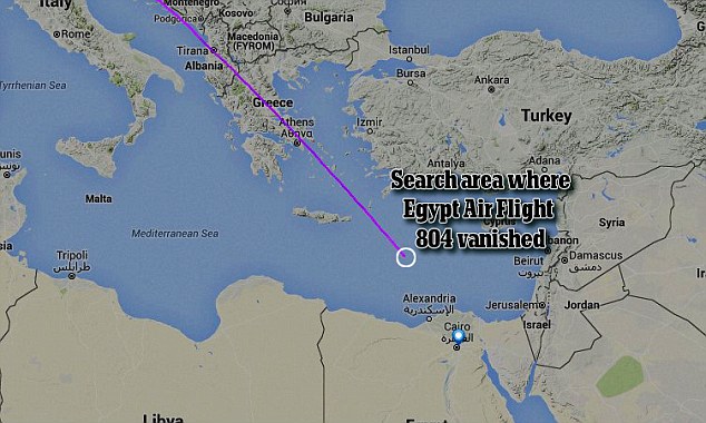 The Airbus A320 vanished over the Mediterranean circled as it approached Cairo in Egypt on May 19