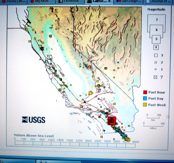 The Southern California earthquake occurred at 1:04 a.m. Pacific time at a depth of-0.6 miles