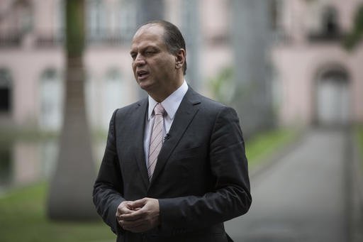 Health Minister Ricardo Barros speaks to the foreign media about Zika at Itamaraty Palace in Rio de Janeiro Brazil Friday