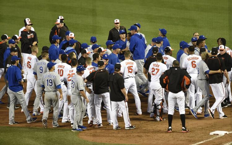 The benches empty in Baltimore after Manny Machado and Yordano Ventura brawl