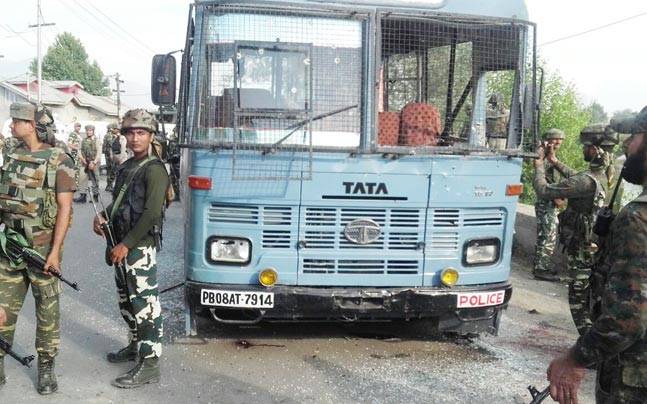 The bus that was carrying the CRPF jawans