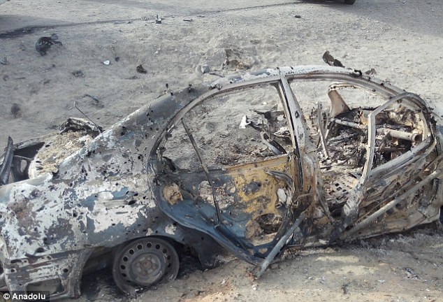 The destroyed car after the drone strike. This was the first drone strike by the US in Balochistan province in Pakistan