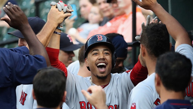 Boston Red Sox outfielder Mookie Betts has two more runs on Wednesday after hitting three on Tuesday tying an MLB record through two games