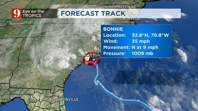 Tropical Depression Bonnie brings heavy rain to Carolinas