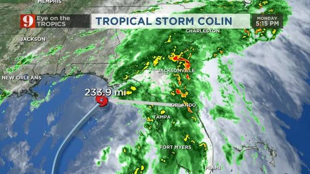 Tropical Storm Colin stronger, tracking NE