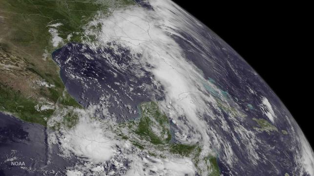 This NOAA image of Tropical Storm Colin in the Gulf of Mexico was taken by GOES West at 1500 UTC. Tropical Storm Colin strengthened Monday as it approached the west coast of Florida US