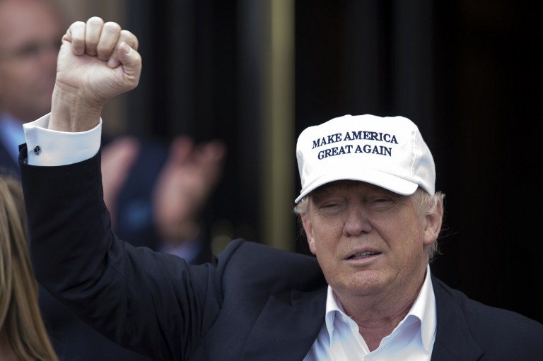 Presumptive Republican presidential nominee Donald Trump arrives to officially open his Trump Turnberry hotel and golf resort in Turnberry Scotland