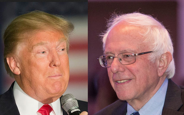 Donald Trump left and Bernie Sanders