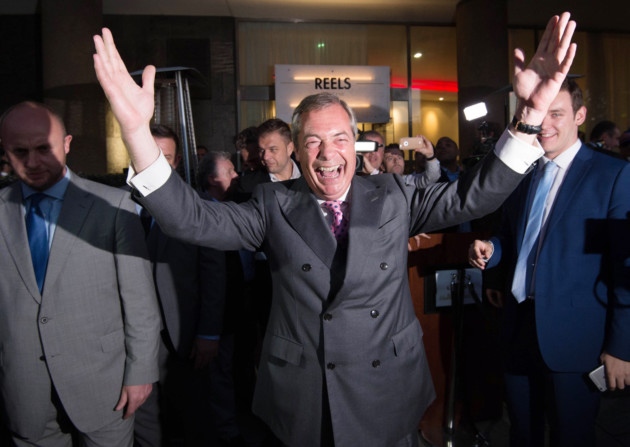 UKIP Leader Nigel Farage speaking in London where he appeared to claim victory for the Leave campaign